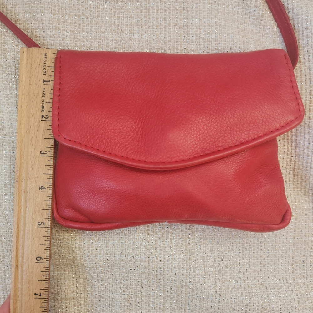 SOLD Red Leather Mini Small Crossbody Bag - Picture 12 of 16